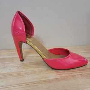 Dolce Vita Heels Women 7 Patent Leather D'Orsey Pumps Pink Gold 4" Stilleto Heel